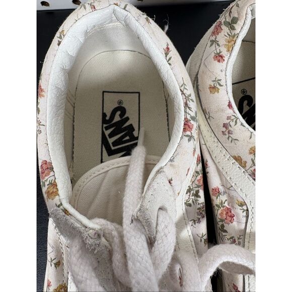 VANS Old Skool Floral Marshmallow White Sneakers Skate Shoes woman’s size 8 - Picture 8 of 10